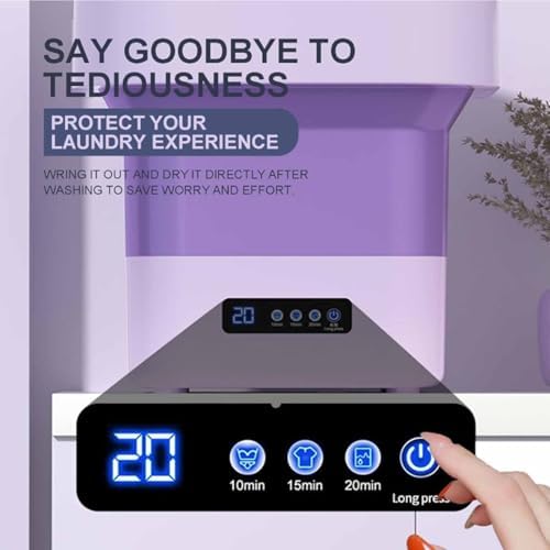 Portable Spin Laundry Basket Machine - Large Capacity, Automatic Drainage, Hidden Handle - Ideal for Underwear, Socks, Baby Clothes - Compact and Folding, Purple
