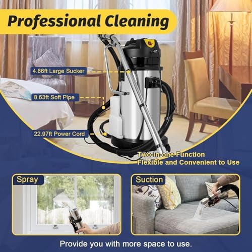 3-in-1 Portable Carpet Cleaner, Heavy Duty Upholstery Cleaning Machine with Dual Water Tanks, Powerful Commercial 30L Carpet Extractor for Deep Cleaning