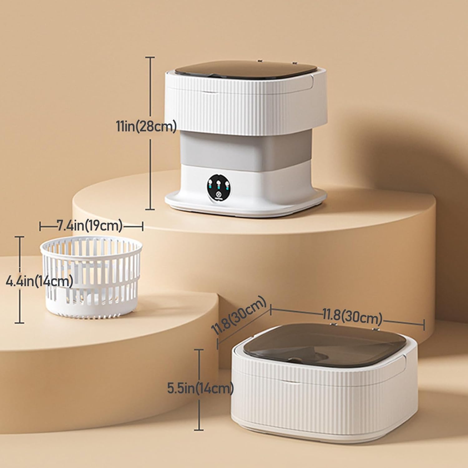 DELURA Portable Washing Machine-Foldable Mini Small Washer for Washing Small Clothes, Underwear or Small Items, Suitable for Apartment, Laundry, Camping, RV, Travel