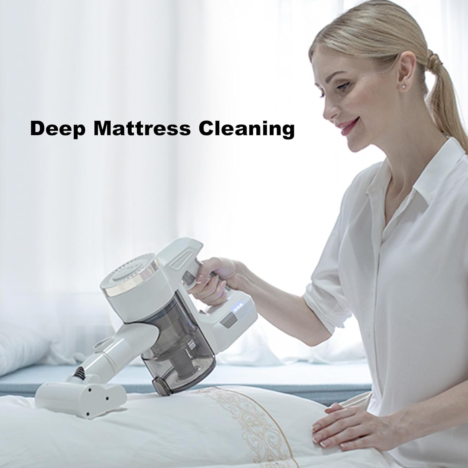 Cordless Handheld Vacuum Cleaner, with Motorized Brush with LED Light s& Cyclone System+ Hepa Filter,Variable Speed 2pcs 2in1 Combi Nozzle