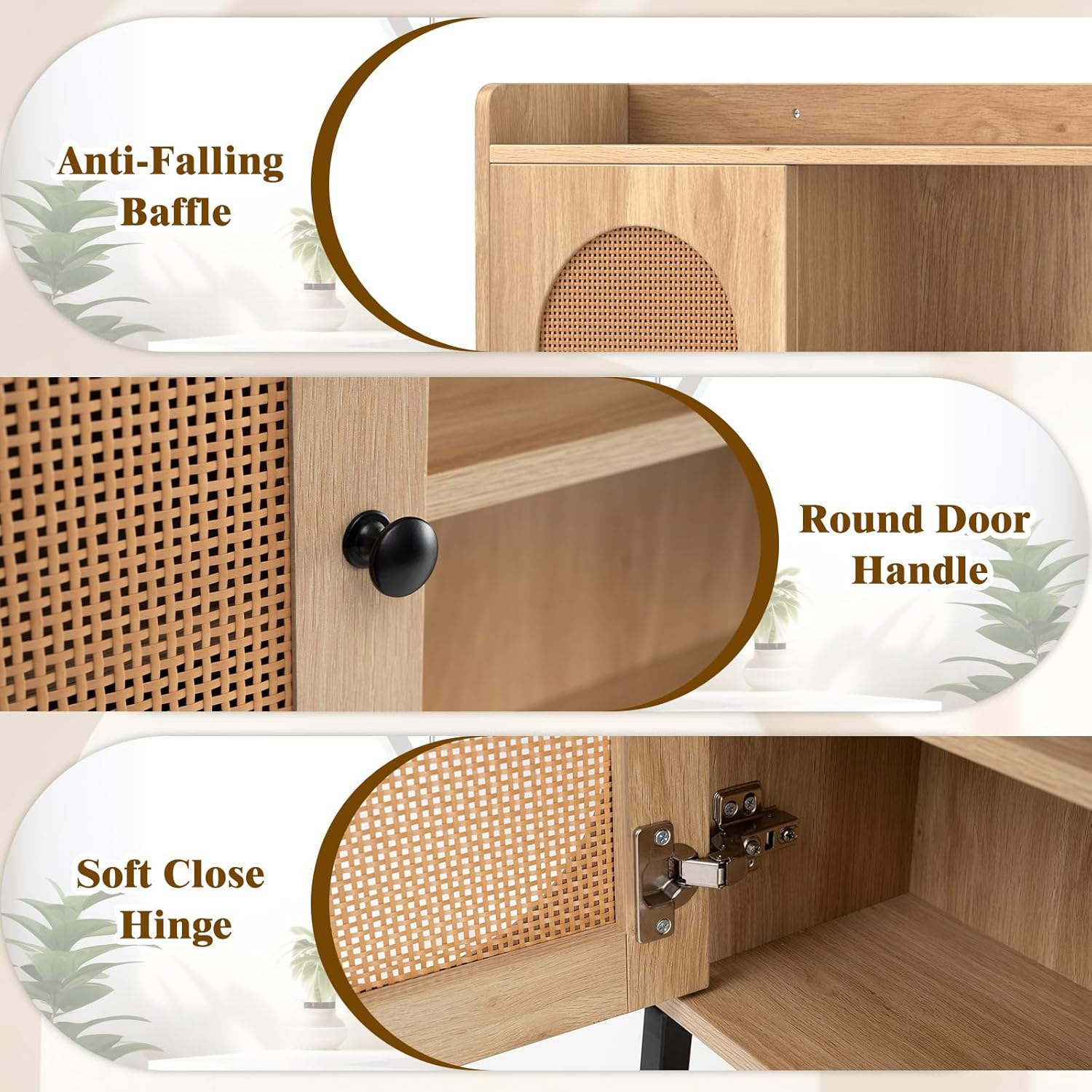 Giantex Over The Toilet Storage Cabinet with Rattan Door, Freestanding Space Saver Rack Above Toilet with Metal Stand, Adjustable Shelf, Over Toilet Bathroom Organizer for Restroom, Laundry