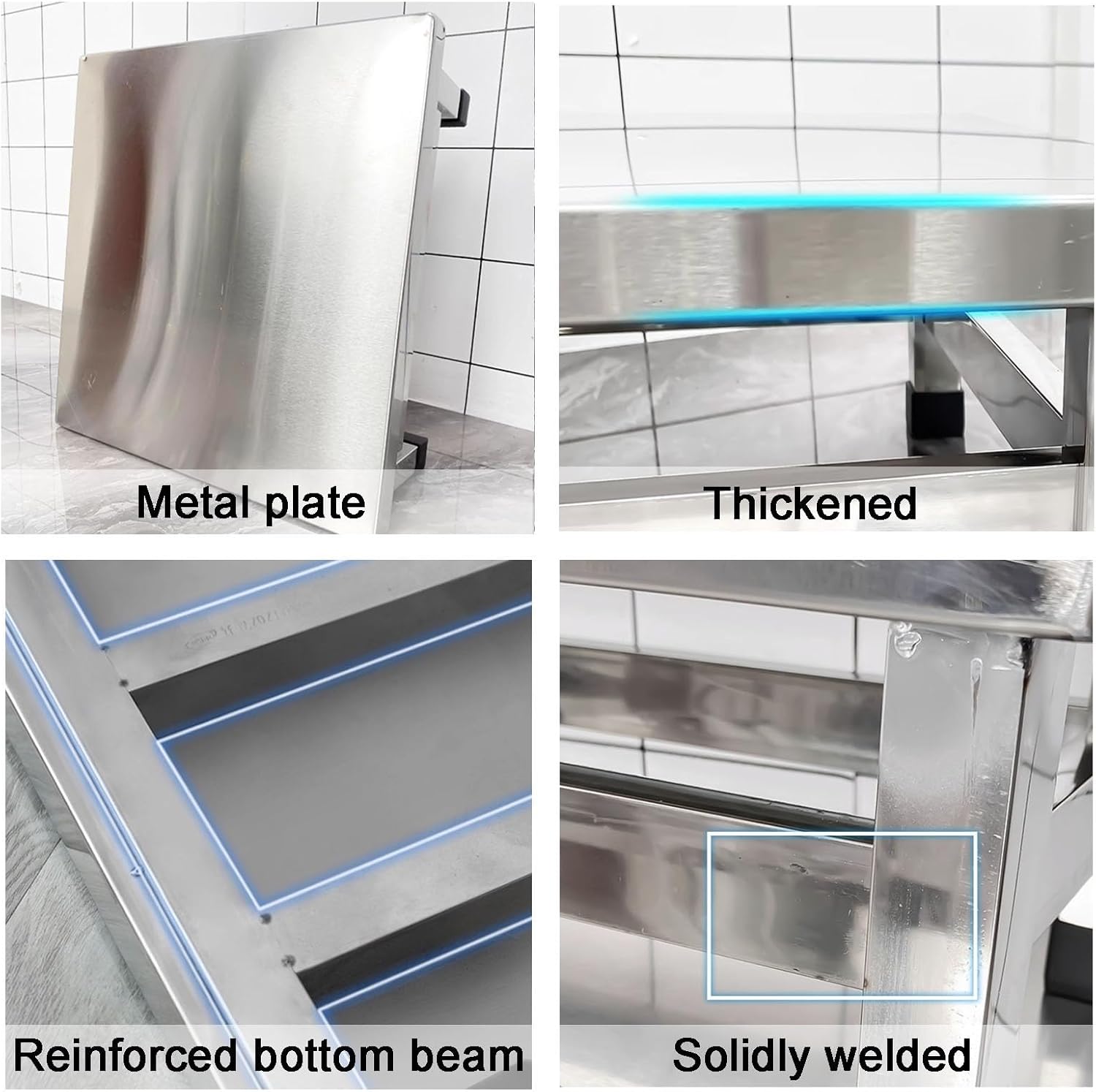 XPLKQXE Laundry Pedestal Washing Machine Tray Mat, Heavy Duty Appliance Riser, Stainless Steel Raised Shelf Base for Washer/Fridge/Dryer, No Assembly(120x50x20cm)