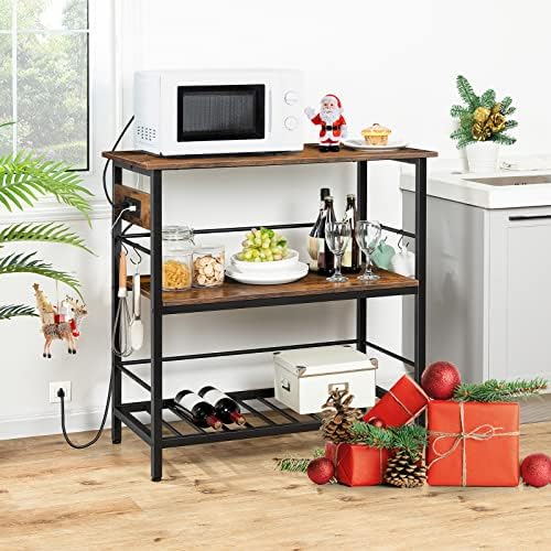 HOOBRO Kitchen Island with Storage, Kitchen Island Table with Power Outlet, 35.4
