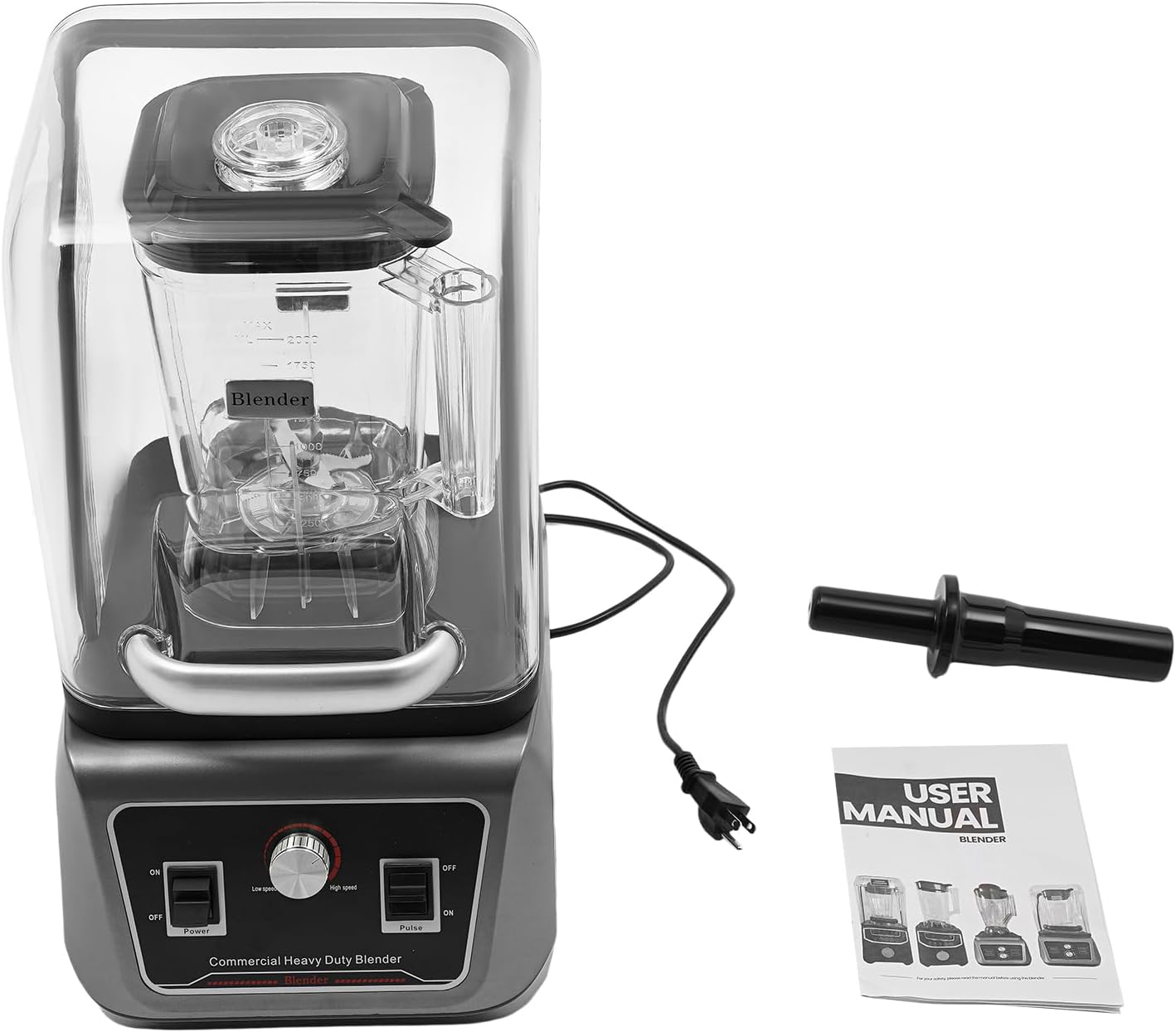 Commercial Blender with Soundproof Shield, 2200W Professional Blender for Smoothies Adjustable Speed 68oz Multifunctional Blenders with Food-Grade Blades & Cup for Juices Ice Crushing
