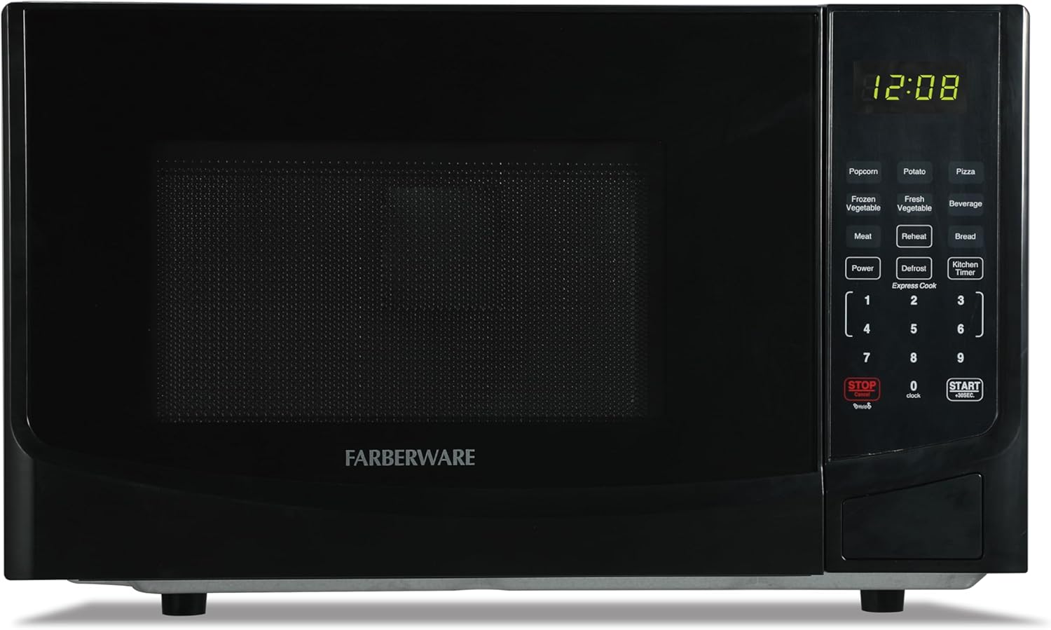 Farberware 0.9 Cu. Ft. Black Microwave Oven, 900W with LED Display, 10 Power Levels, 8 Auto-Cook Presets, Express Cooking & Defrost