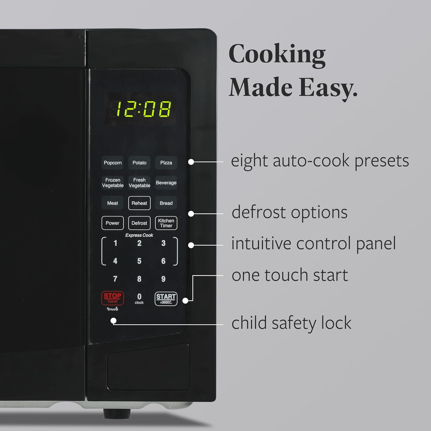 Farberware 1.1 Cu. Ft. Countertop Microwave Oven – 1000 Watts Power, Auto Cook Settings, Defrost, Easy Clean and Child Safety Lock - Black