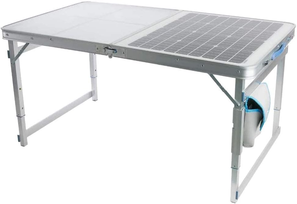 GOSUN Outdoor Furniture Solar Table - 60W Collapsible Folding Table | Off Grid Camping Kitchen Table for Outdoor Decor | Home Decor Temperate Glass Top Outdoor Patio Furniture with Solar Panel Charger