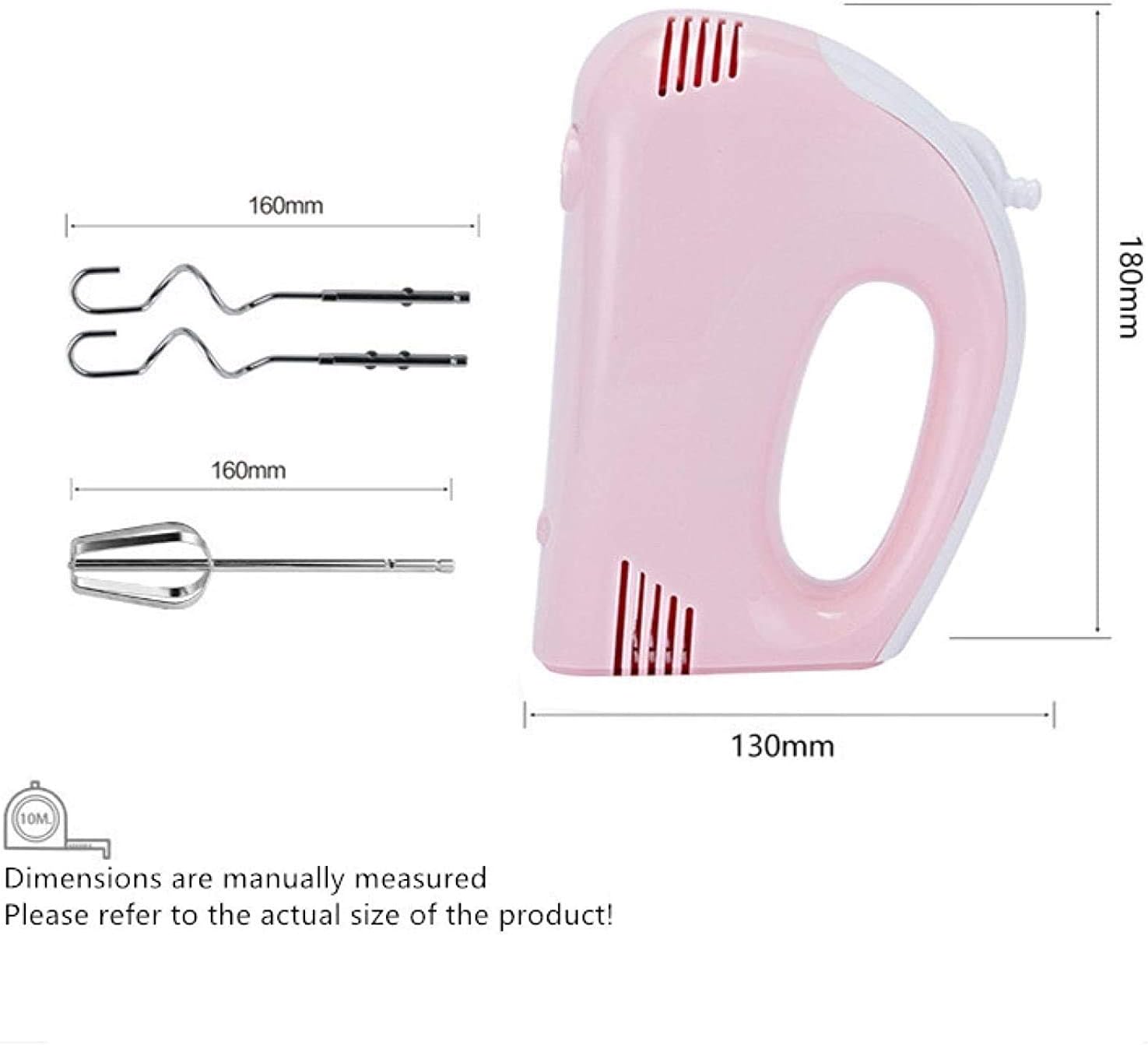 KouRy Multifunctional Electric Whisk Household 5-Speed Hand-held Whisk Mixer Automatic Cake Mixer Kitchen Small Appliances (Pink)