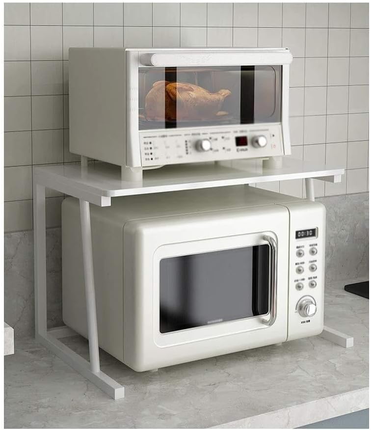Double-Layer Microwave Shelf, Metal Kitchen Countertop Oven Rack, Space-Saving Storage for Home, Apartment, or Restaurant