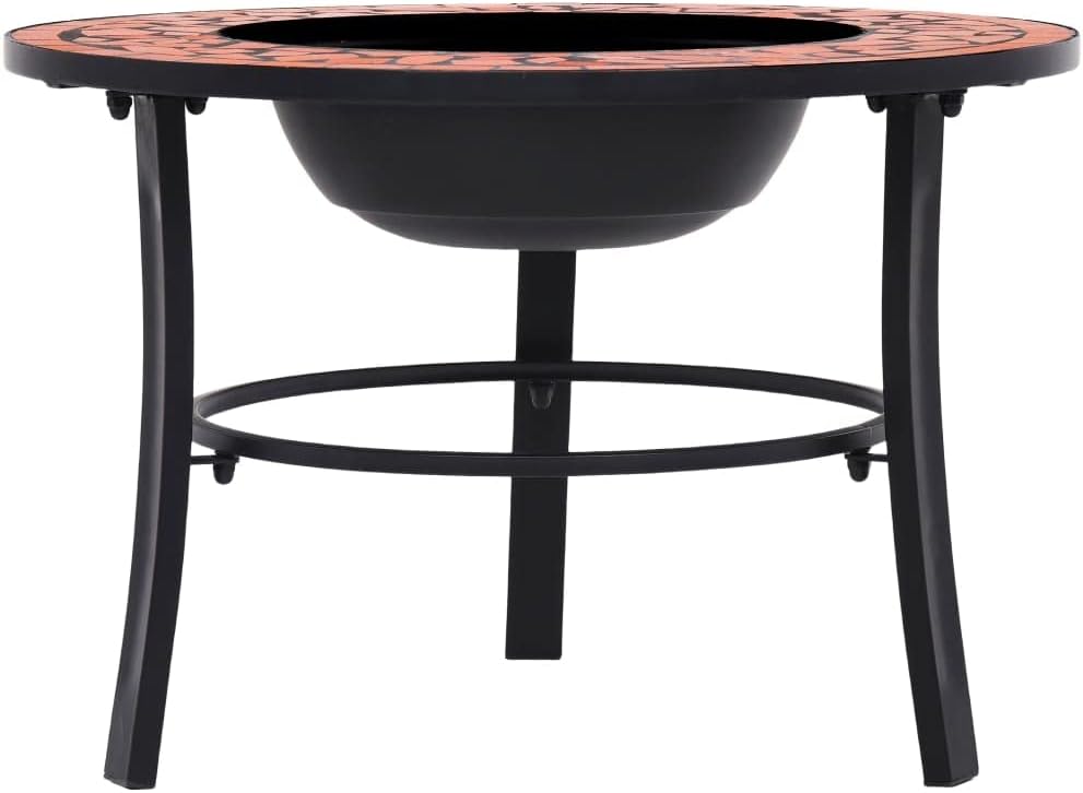 Ceramic Burning BBQ Grill, Outdoor Wood Burning Grill for Camping Picnic Campfire Patio Backyard Garden Beach Park,Mosaic Fire Pit Terracotta 26.8