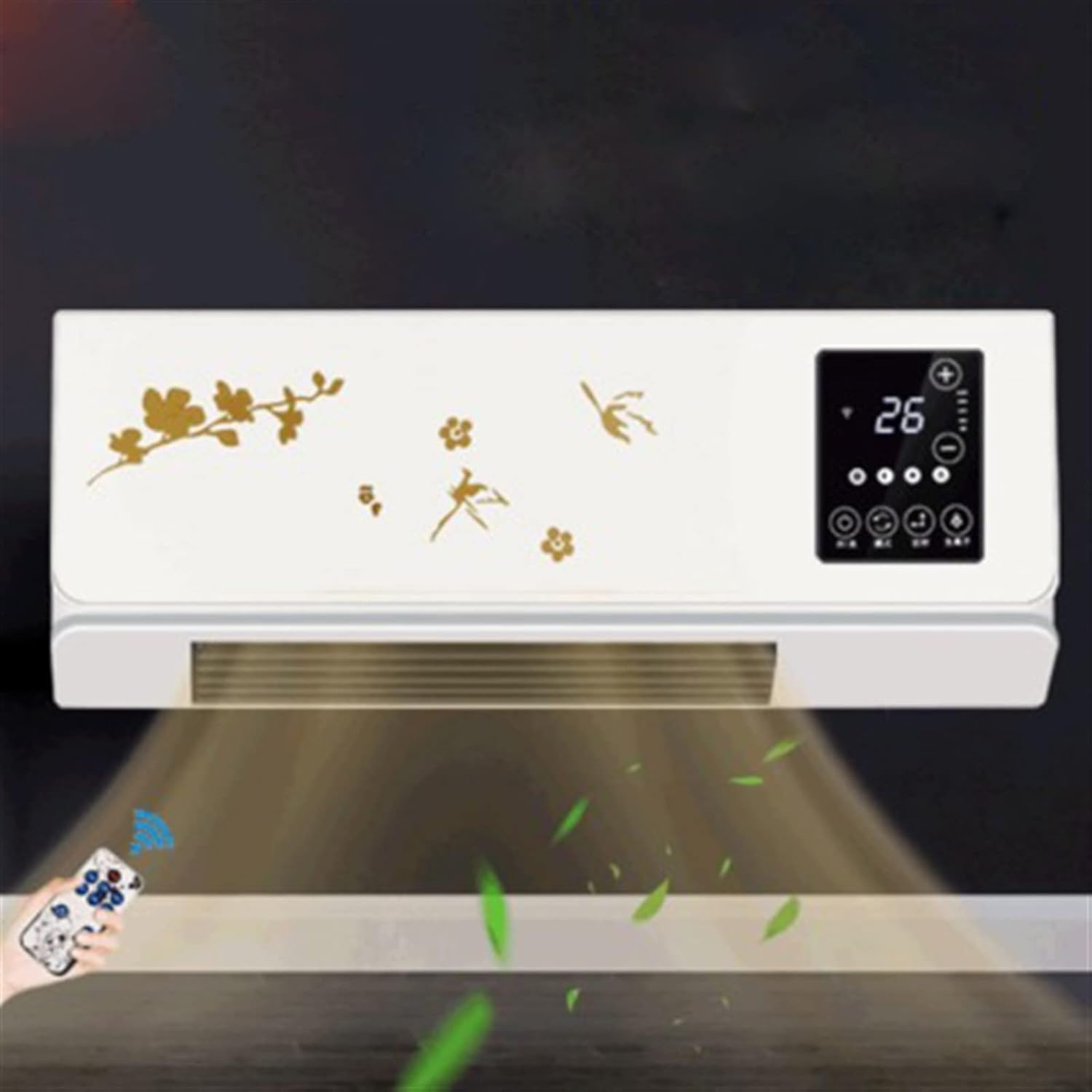 Space Heater 2000W Wall Mounted Air Cooler Conditioner Heater Fan Heating Cooling Room Bathroom Waterproof Remote Timing Air Conditioning Fan Electric Heaters, Grey (Grey 2000W)