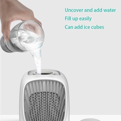 Portable Air Cooler,7 Colors LED USB Cooler Fan Air Cooling Fan Rechargeable Fan for Office Room