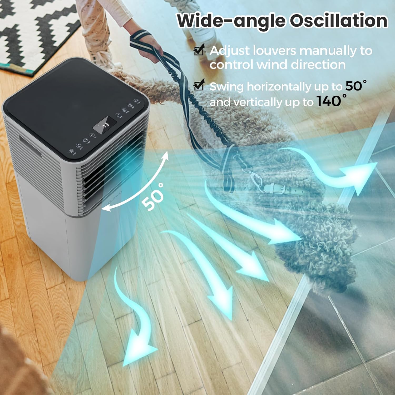 KOTEK Portable Air Conditioners, Air Conditioner for Rooms up to 350 Sq Ft, Ac Unit with Remote Control, 2 Speeds, 4 Modes, 24H Timer & Window Installation Kit for Home/Office/Dorms (Grey, 10000 BTU)