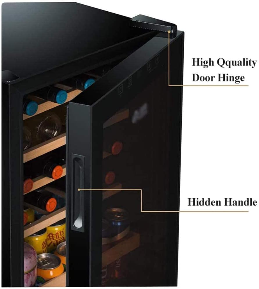 Compressor Wine 19 Bottle Cooler Refrigerator w/Lock Large Freestanding Wine Cellar Countertop Beverage Fridge Adjustable Beech Wood Shelves Black