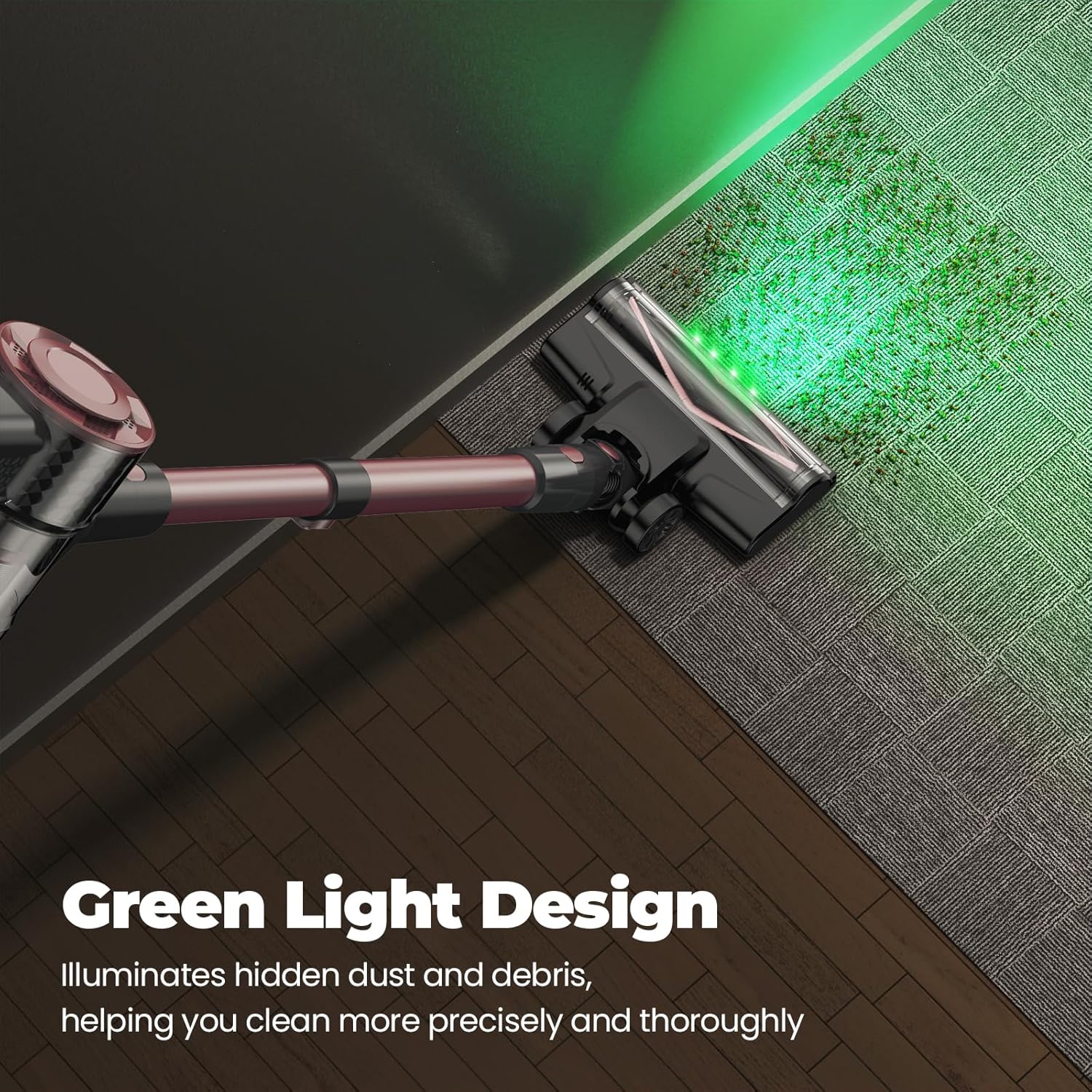 Cordless Vacuum Cleaner, Powerful Lightweight Stick Vacuum with Self-Standing, Anti-Tangle, 8-in-1 Rechargeable Vacuum Cleaners for Home, Hardwood Floors, Carpet, Pet Hair (Pink)