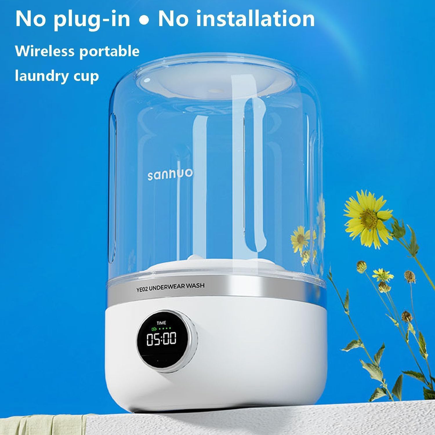 Underwear Washing Machine, Rechargeable Cordless Mini Portable Washer, Small Laundry Machine for Socks and Delicates, Ideal for Apartment, Travel, and Camping