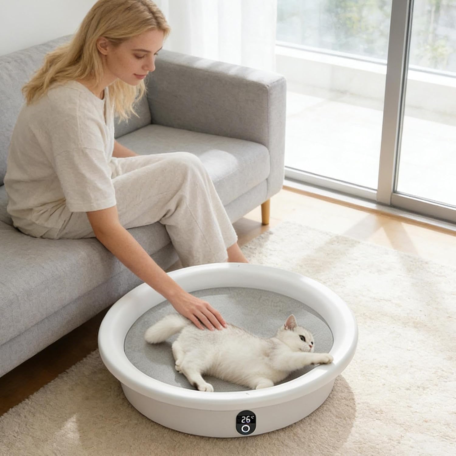 Dog Heating Pad,Constant Temp Cooler Nest - 33lb Load Capacity Smart Pressure Activated Electric Dog Bed | for Small Medium Large Breed Puppy Kitten Winter Living Room Bedroom