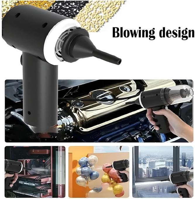 Generic 3 in1 Portable Car Vacuum Cleaner with Blower | USB Rechargeable Wireless Handheld Car Vacuum Cleaner Traveling, Camping Reusable,Portable,Rechargeable (Vacuum with Blower)(Multy), Black