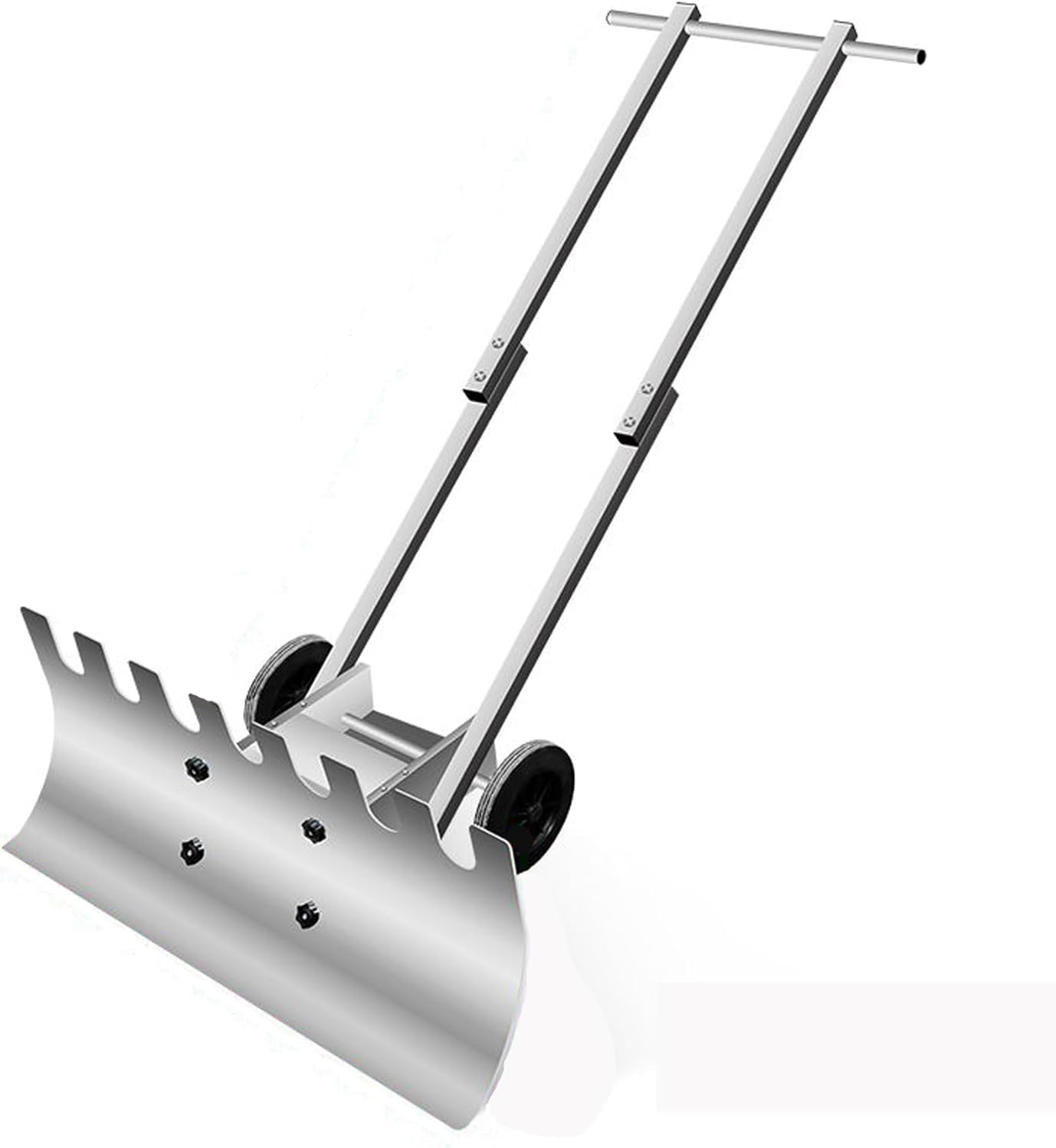 Shovels 2-Wheel Snow Pusher Hand Plow Hand Push Protable Snowplow Outdoor Snow Removal Tool(Double-Layer)