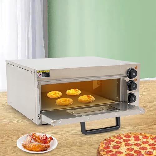 1800W Electric Pizza Oven Indoor Commercial Pizza Oven Countertop Pizza Maker Multipurpose Indoor Pizza Machine for Home Restaurants Bakeries – Adjustable Temp (122-662°F）-Makes 16 inch Pizzas