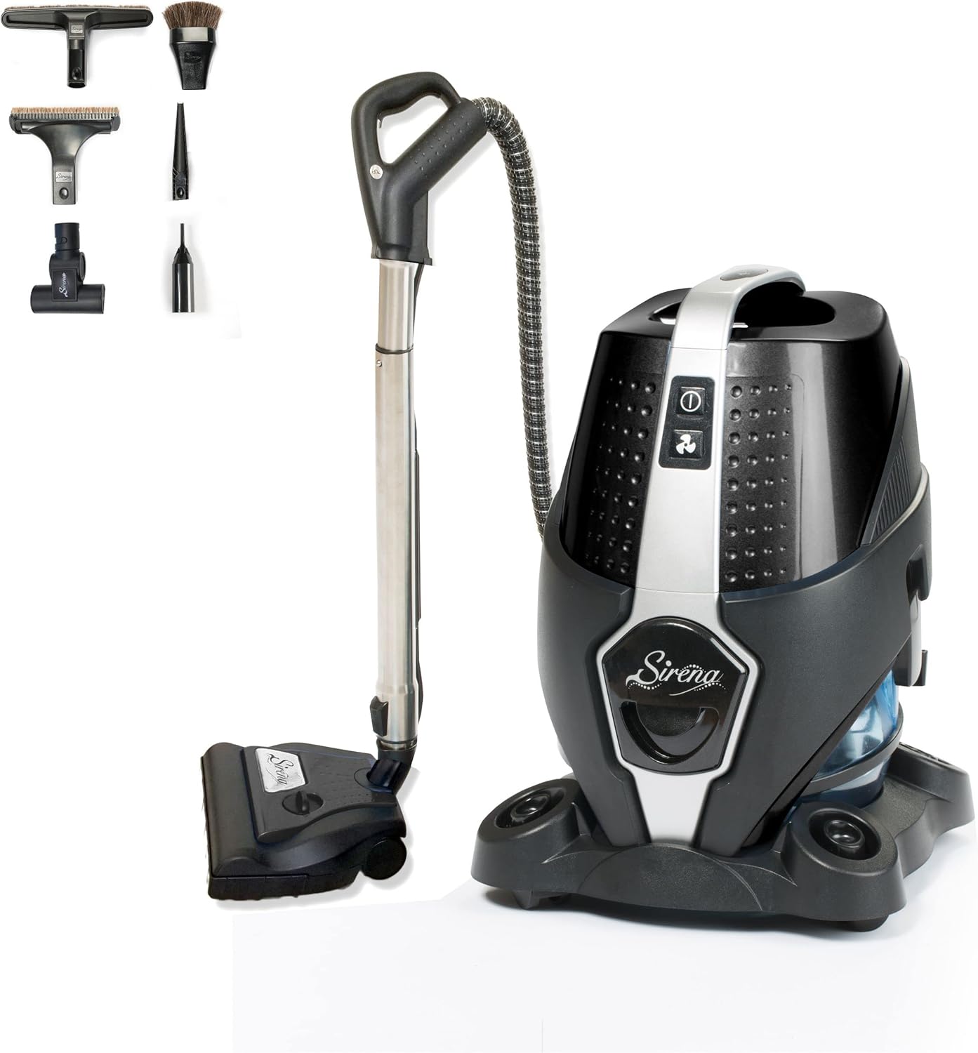 Sirena Bagless Vacuum Cleaner Black Platinum - Water Filtration Pet Vacuum with HEPA Filter and Turbo Brush - Hardwood Floor Sweeper, Air Purifier and Essential Oil Aroma Diffuser