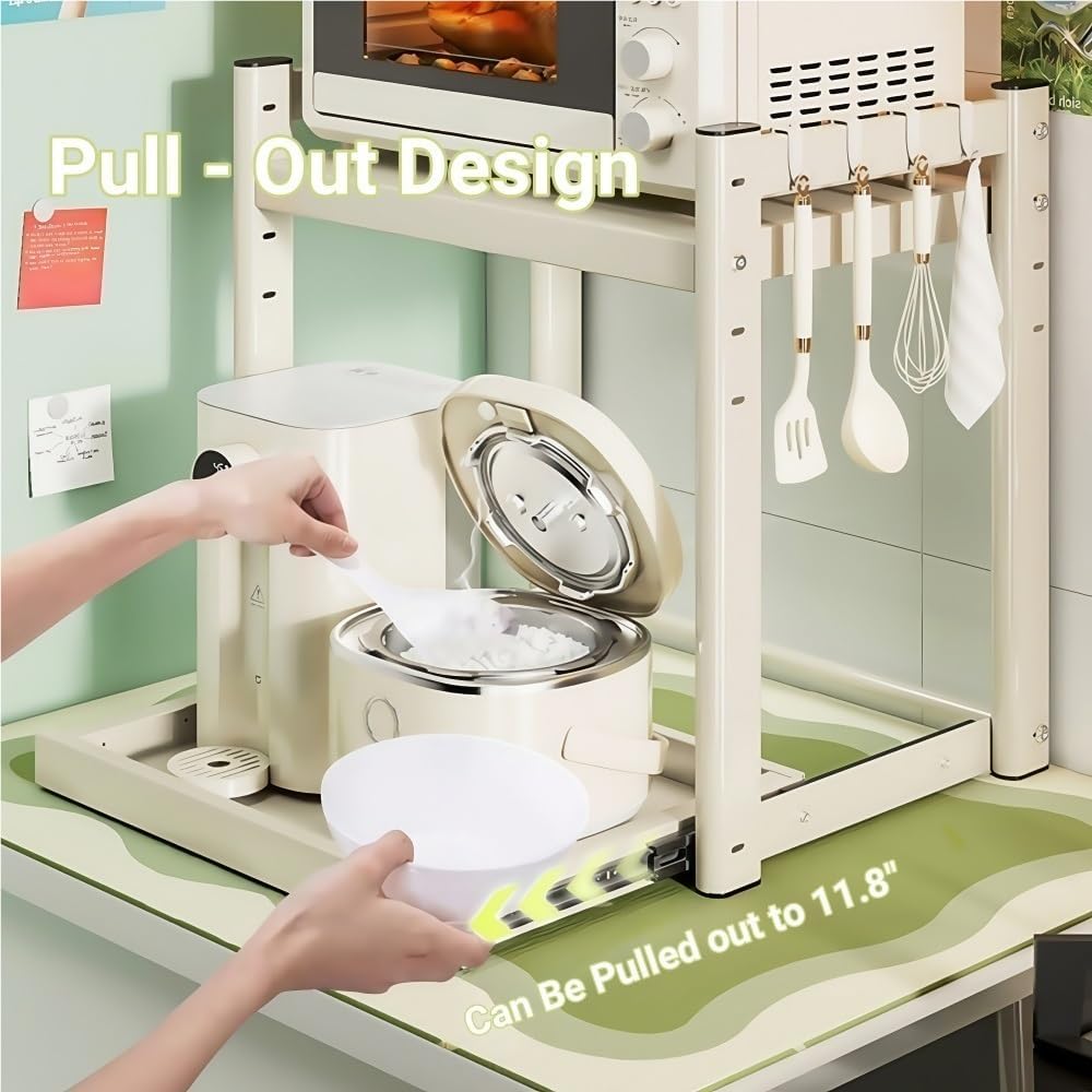 Multi - Tier Microwave Countertop Shelf, Carbon Steel Kitchen Organizer Rack for Small Appliances, Kitchen Counter Microwave Stand for Small Appliances, Oven, Coffee Machine and More(L25.2)