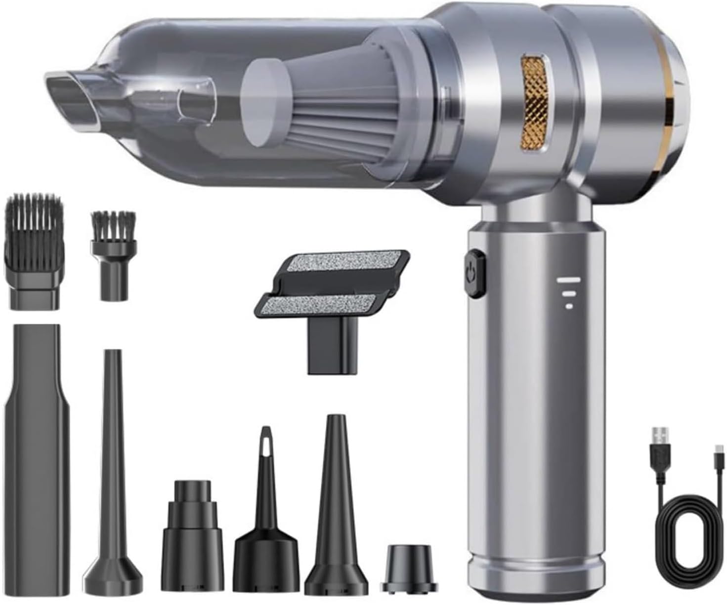 Vortify Handheld Vacuum Cordless, vortify car Vacuum Powerful Suction, 4-in-1 Rechargeable Mini Vacuum Cleaner with HEPA Filter & LED, Portable Car Interior Detailer for Auto/Truck(Gold)