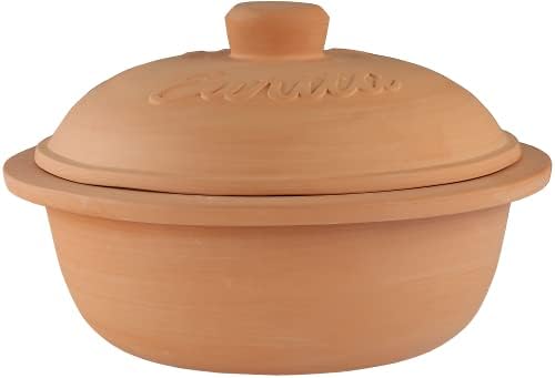 RestonLloyd Eurita 4 Quart Terracotta Clay Non Stick Dutch Oven – Natural, Lead Cadmium‑Free, Oven & Microwave Safe, Rustic Slow-Cooker Pot Roasting & Casseroles, Healthy cooking with recipe guide