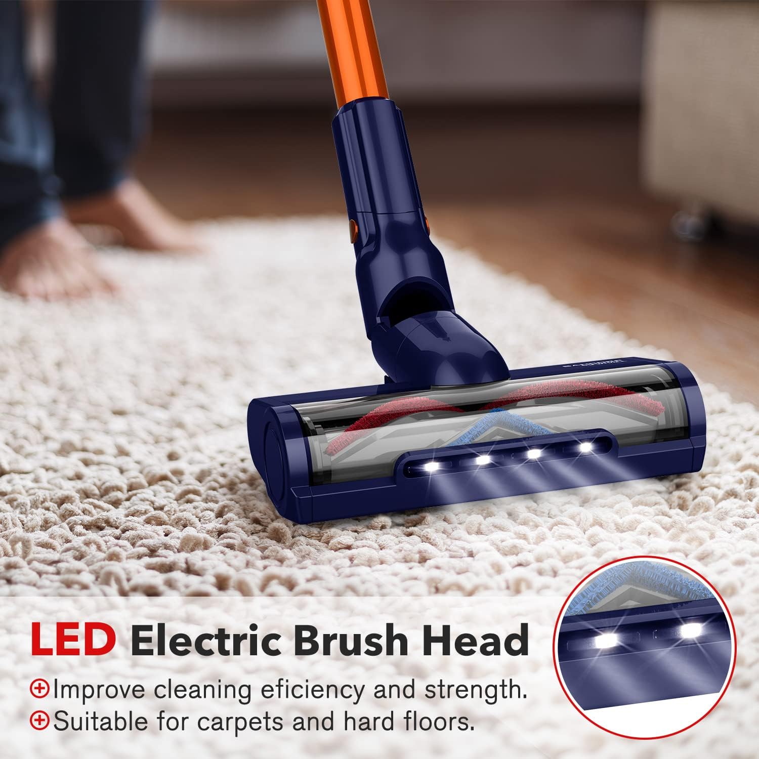 whall Cordless Vacuum Cleaner, 25kPa Suction 280W Brushless 4 in 1 Foldable Cordless Stick Vacuum Cleaner,8-Cell Battery up to 55 Mins Runtime,Lightweight Vacuum for Home Hard Floor Carpet Pets Hair