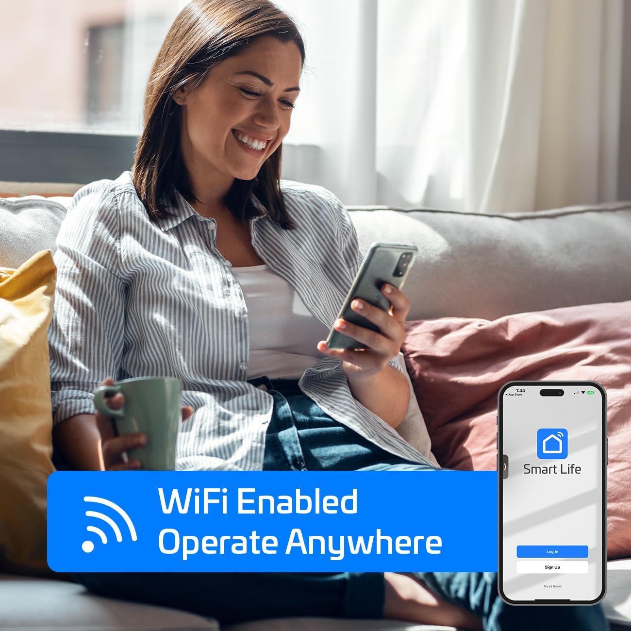 ACiQ 19 SEER2 Essentials 9000 BTU Comfortable Inverter Mini Split AC/Heating System, 0.75 Ton Black Wall Mount Ductless Heat Pump AC Unit, with 16ft Installation Kit | WiFi Control, 115V, R454B