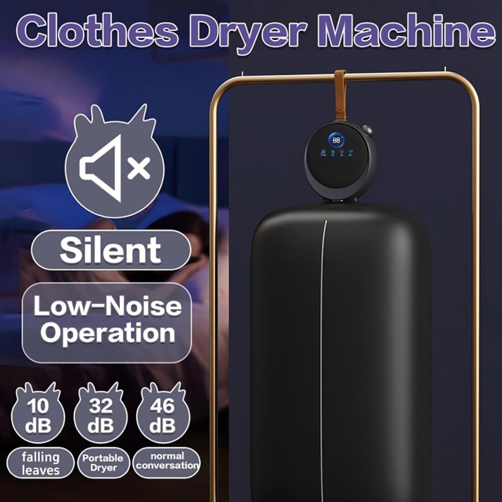 Mini Portable Clothes Dryer, Dual Drying Modes, 3-9 Hour Timer, Automatic Overheating Protection, Aroma Diffuser Function, Low Noise Operation, For Delicate Fabrics & Everyday Clothing Drying