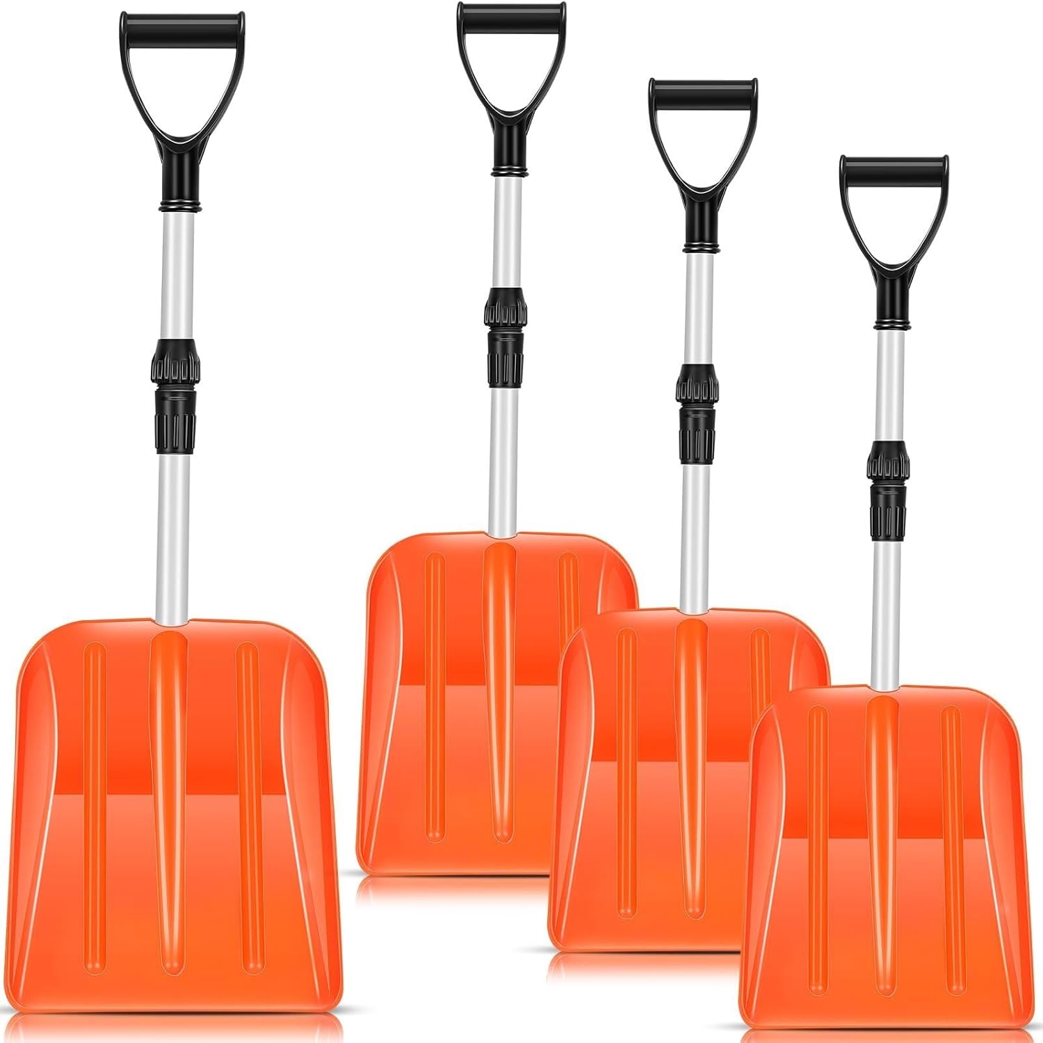 Portable Snow Shovels (4-Pack), Portable Beach Shovels, for Snow Removal in Yards, Gardens, and Outdoors(Orange)