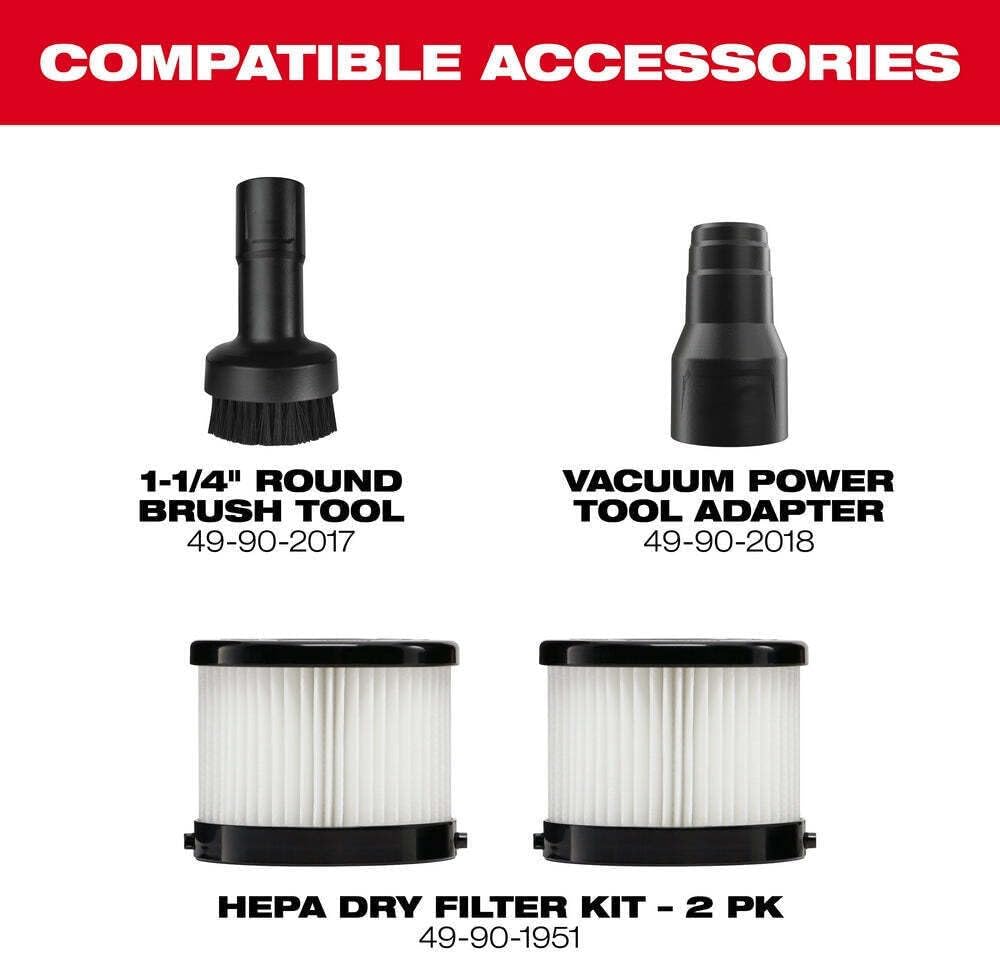 Handheld Vacuum for Milwaukee 0882-20 M18 18V 1-1/4 in 36 oz Lithium-ion Cordless Compact Vacuum - Bare Tool, Red