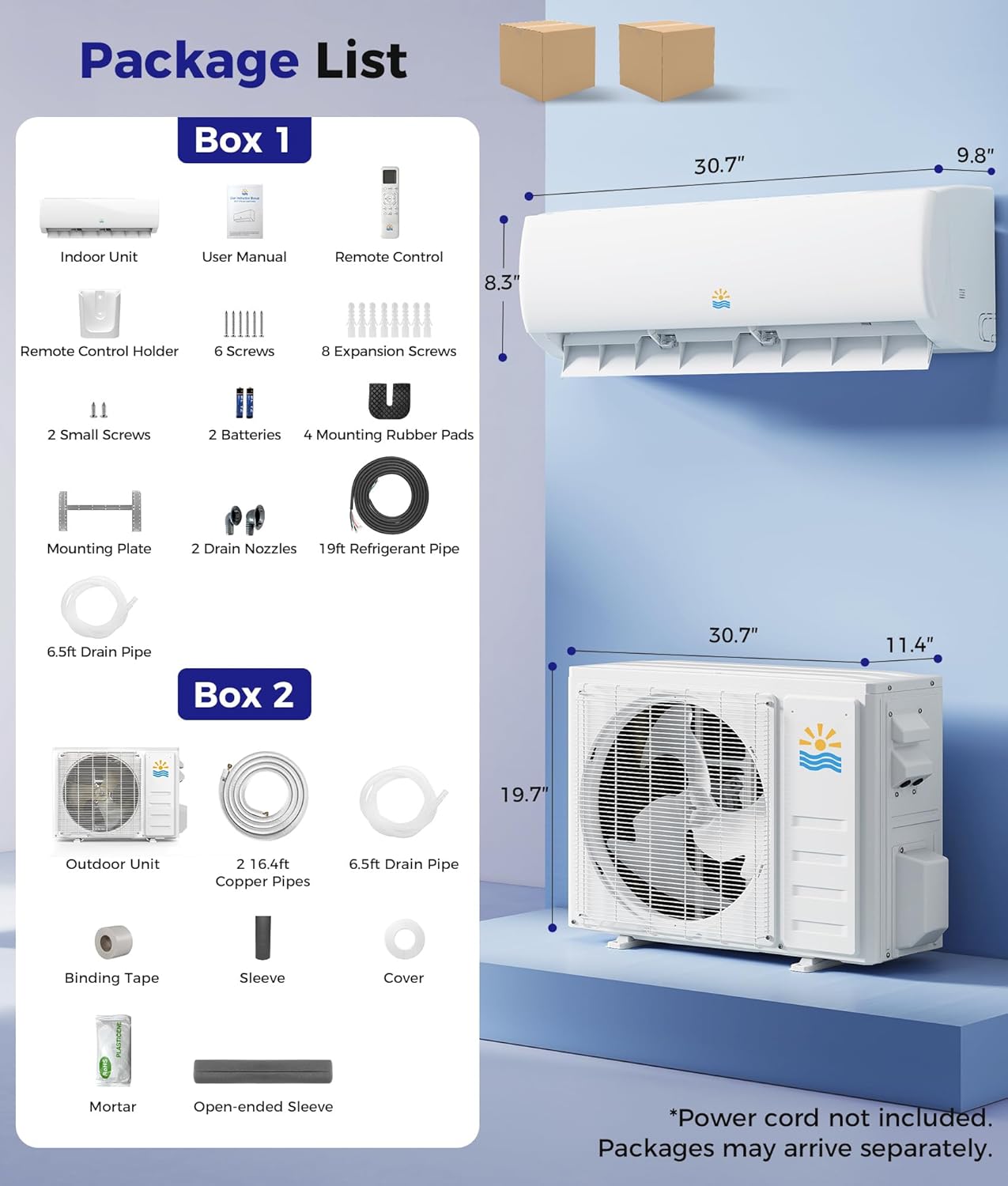 Mini Split Air Conditioner - 11500 BTU Ductless Mini Split Ac/Heating System, 115V 17 SEER2, Precharged Inverter Split AC Unit with Heat Pump System, 750 Sq. Ft, R32 with Installation Kit
