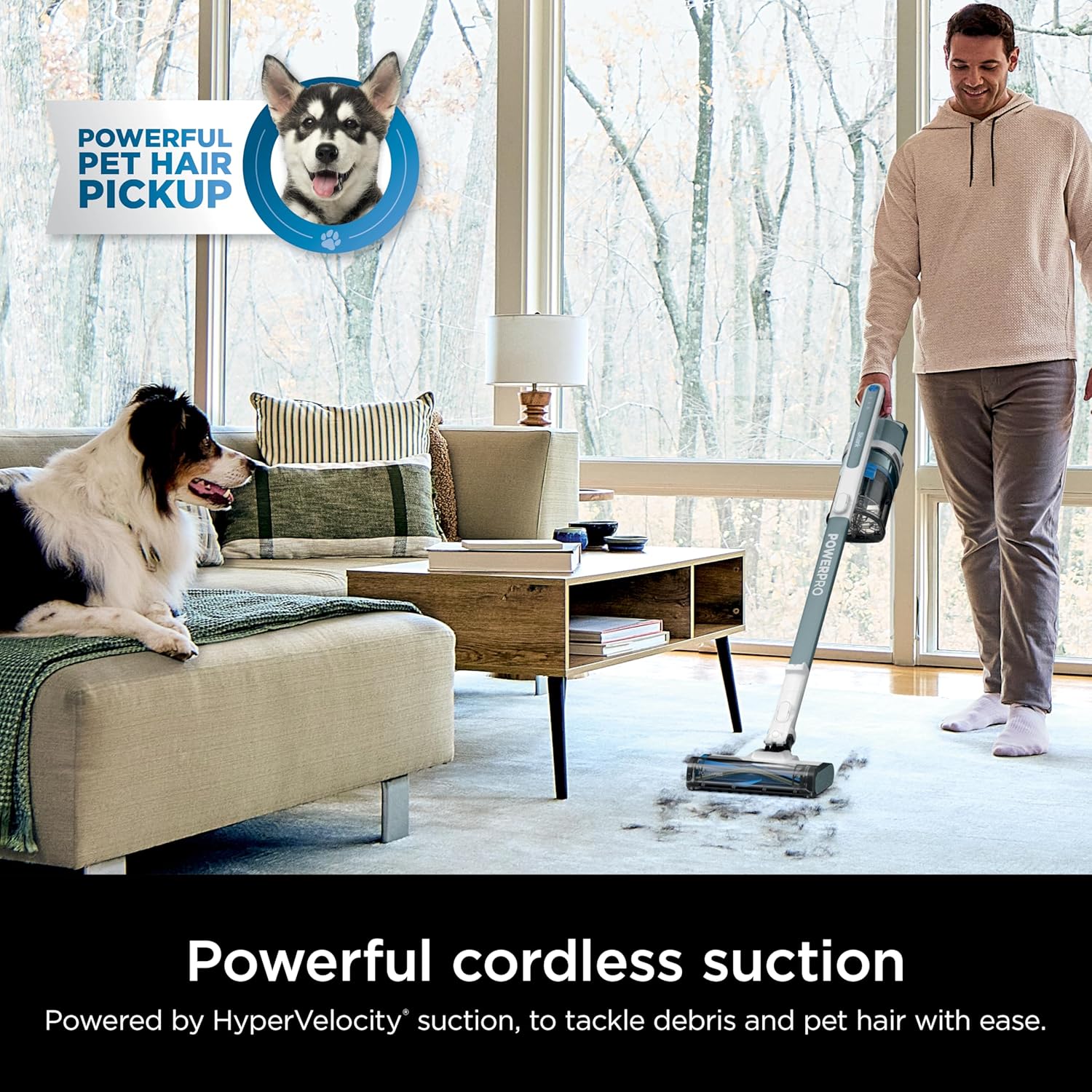Shark PowerPro Plus Cordless Stick Vacuum, Lightweight, Rechargeable, FloorDetect Technology, HEPA Filter, Up to 50-Minute Runtime, Powerful Pet Hair Pickup, Carpets & Hard Floors, Pure Water, IZ377H
