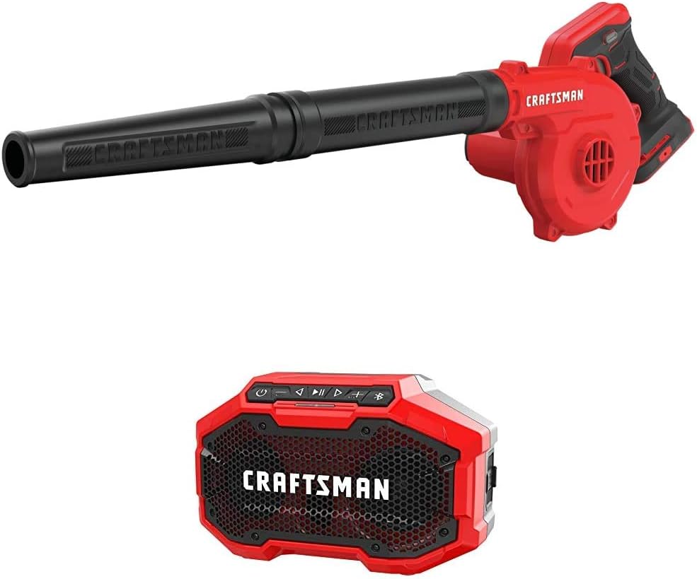 CRAFTSMAN V20 Cordless Blower with Bluetooth Speaker, Tools Only (CMCBL0100B & CMCR001B)