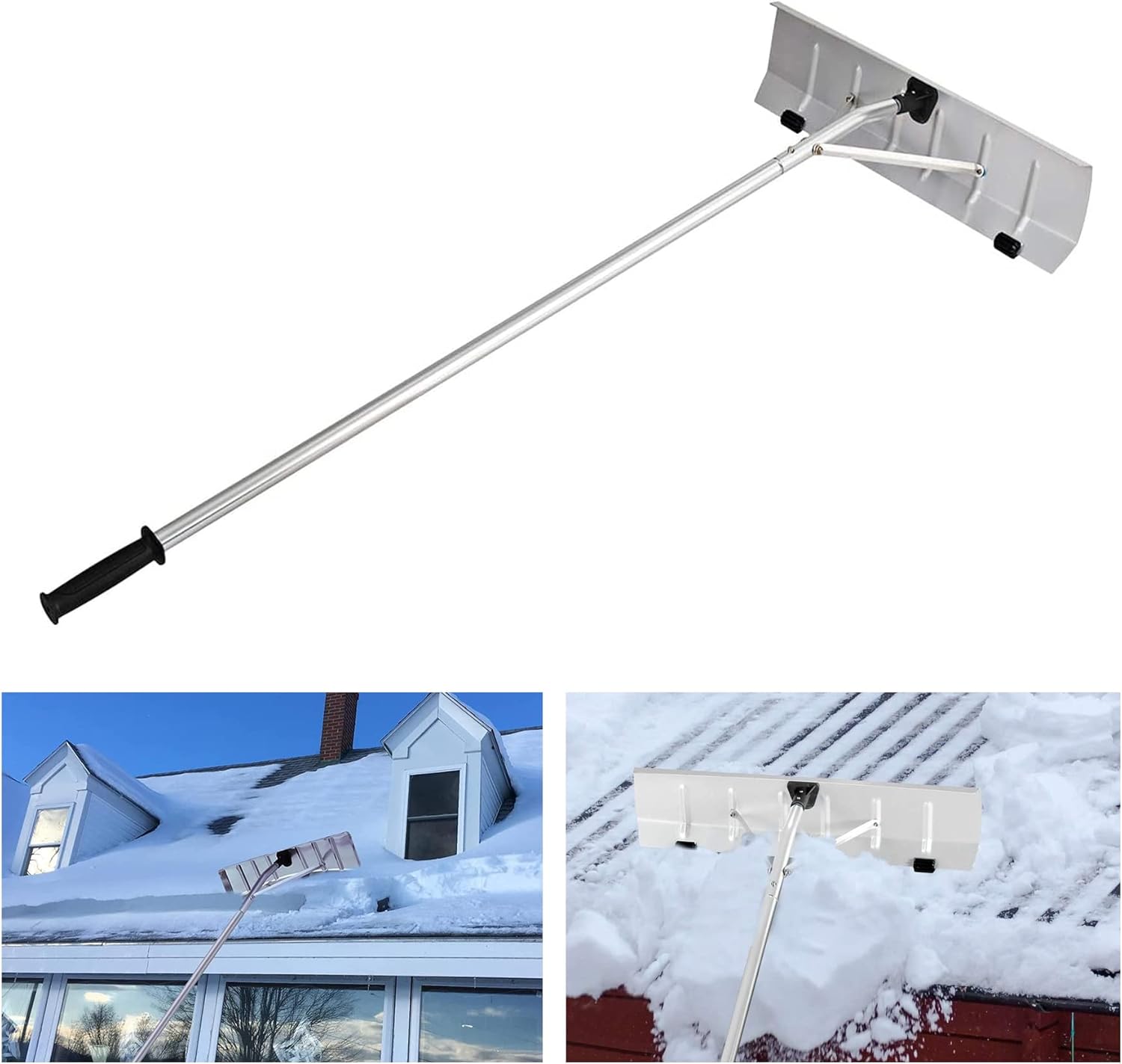 Snow Shovel Roof Snow Removal Tool,21FT Aluminium Roof Shovel,Telescoping Snow Shovel Roof Rake,Snow Removal Tool w/15cmWide Blade & 5-Section 4FT Tubes