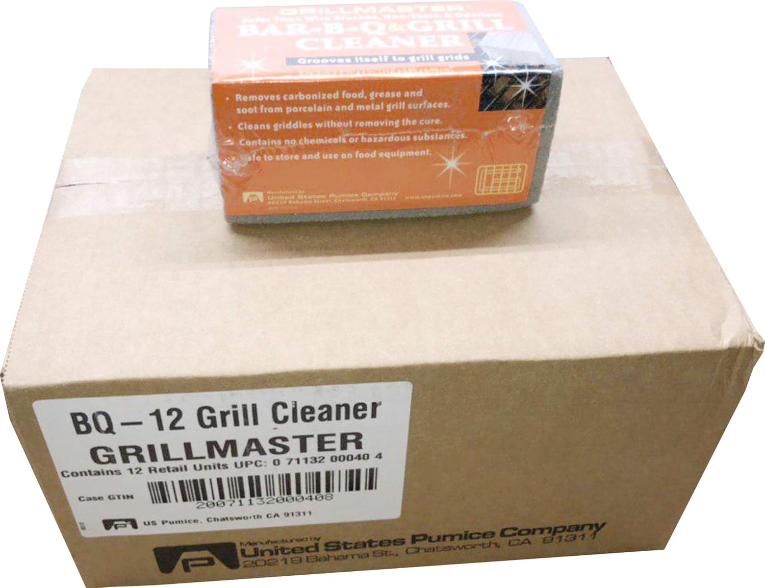 Grillmaster | BQ-12 | BBQ Cleaner Pumice Stone | Case of 12 | GrillBrick for Grill Cleaning | Medium Size | 5.75x2.75x2.75 inches (12)