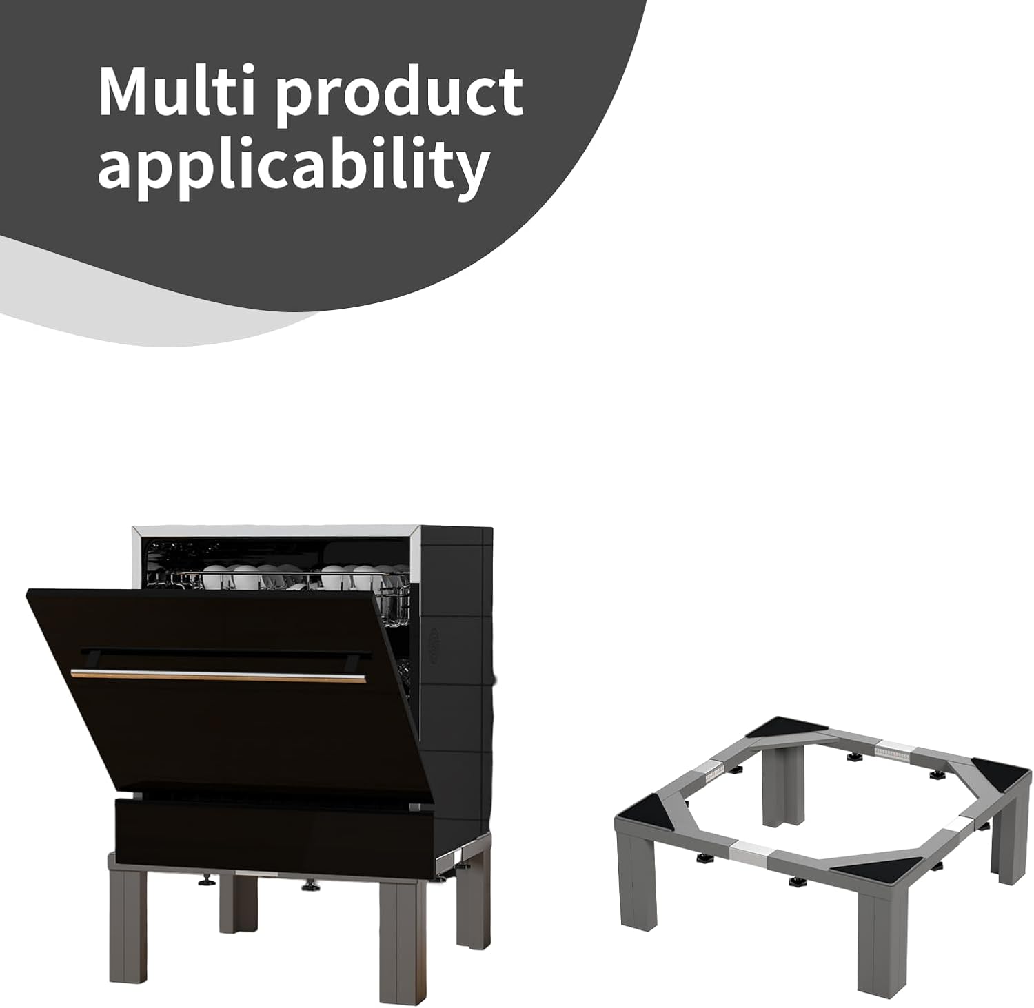 1200LB Heavy-Duty Stainless Steel Laundry Pedestal | Universal Riser for Front Load Washer & Dryer | Anti-Vibration Design, Tool-Free Install(Grey)