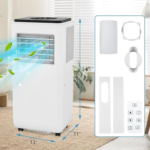 Portable Air Conditioners 8000 BTU, Energy Efficient AC Unit with Remote Control, 24H Timer, Quiet Operation for Bedroom, Office, Dorm Rooms Up to 350 Sq. Ft, White (8,000 BTU Black Top)