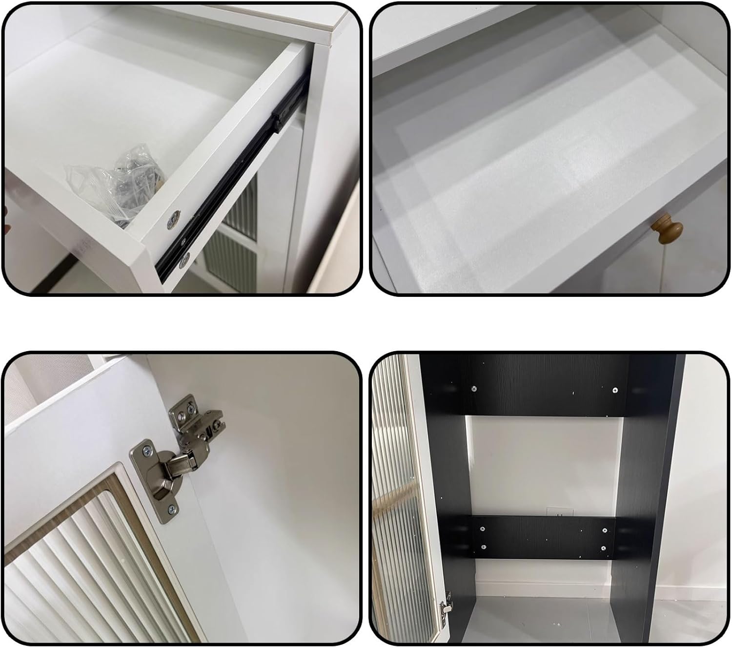 Robot Vacuum Stand Cabinet Living Room Storage Shelf Made of Solid Wood Particle Board with Doors and Drawers Multi-Functional Modern Vacuum Storage Stand(Champagne)