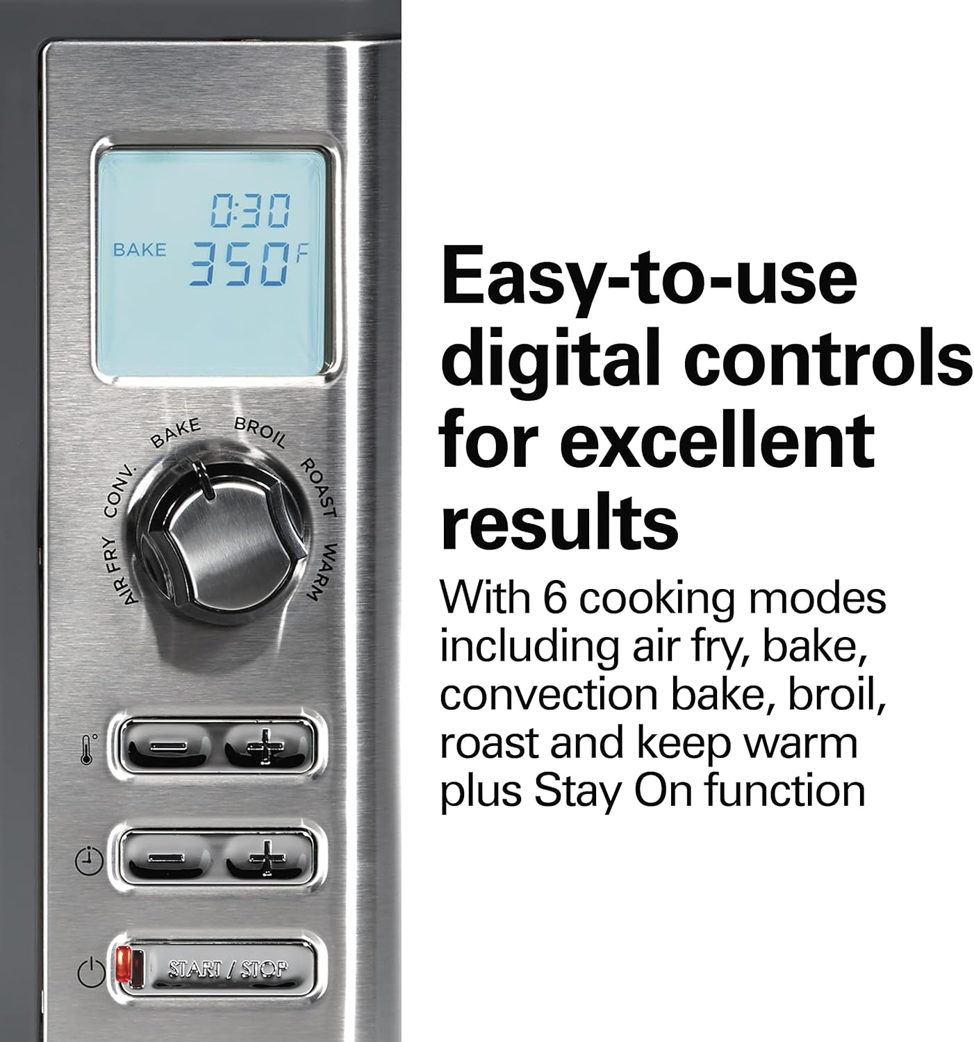 Hamilton Beach Countertop Digital Air Fryer Oven with Sure-Crisp, 6-in-1 Functionality, 150-450⁰F Temp Range, 1800W, XL Capacity for 2 12” Pizzas, Two 9” x 13” Pans and 4 Rack Positions, Grey (31390)