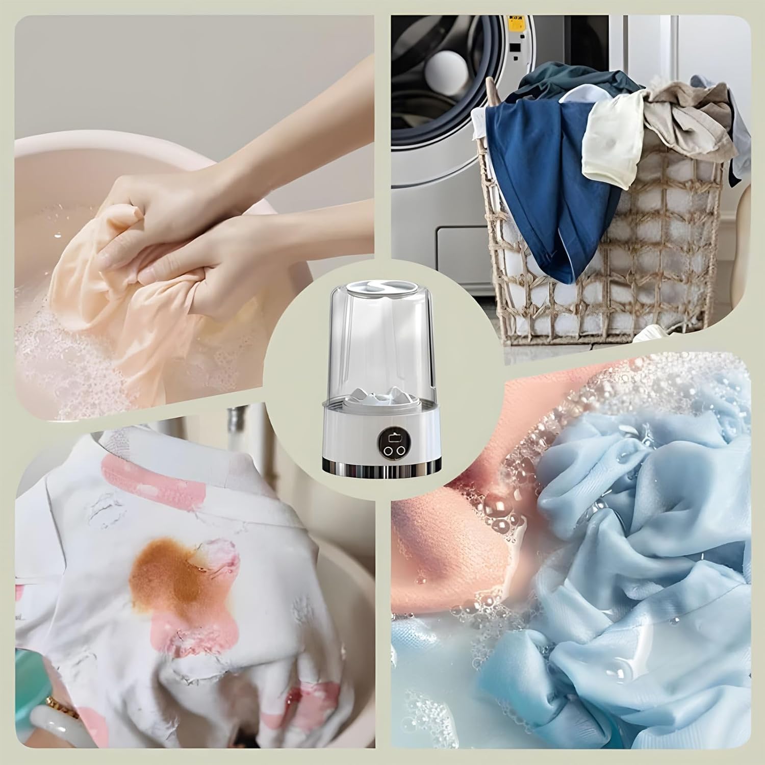 Underwear Washer, 2025 Upgraded Mini Washing Machine, Wireless Portable Laundry Cup, Portable Washing Cup, Underwear Washer, Smart Laundry Cups For Bra Socks & Baby Clothes (White)