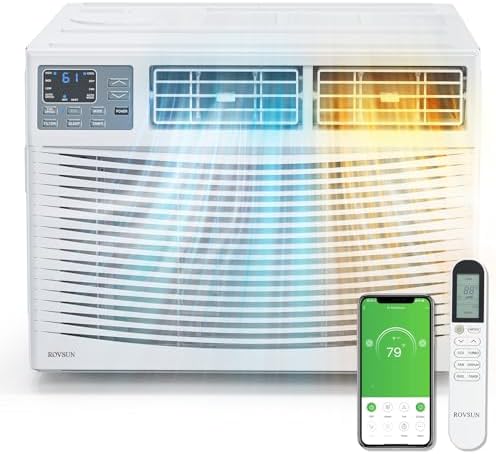 ROVSUN 8000 BTU Window Air Conditioner with Heat, Window AC Unit & Heater Combo with APP & Voice Smart Control, Timer Function & Easy Installation Kit, Work with Alexa/Google Assistant, 115V/60Hz
