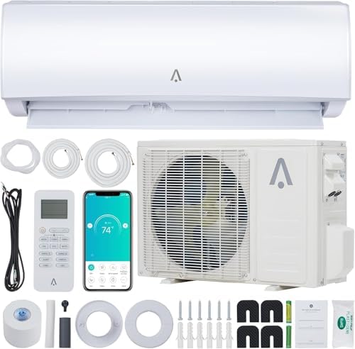 19 Seer2 Split Air Conditioner, 36,000 Btus Mini Split Ac/Heating System, Inverter Ductless Air Conditioner w/Alexa, Heat Pump & Installation Kit, Wall Mounted Ac Unit Cools Room Up to 2000 Sq.Ft,230V