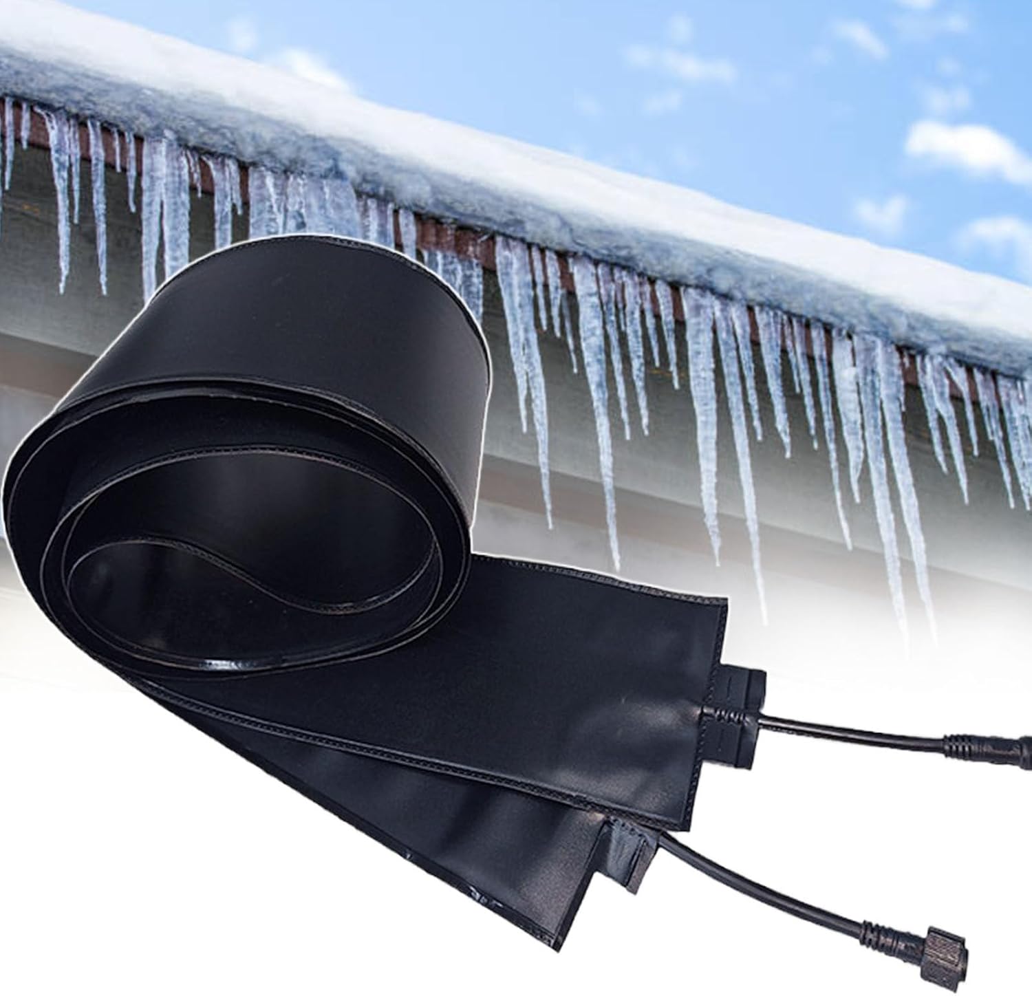 Outdoor Electric Snow Melting Mats for Roofs, Winter Gutters Heated Snow Melting Mats, Instant Heat Upon Powering On, Up to 113°F/45°C, for Factory/Warehouse/Home 500cm/16.40ft