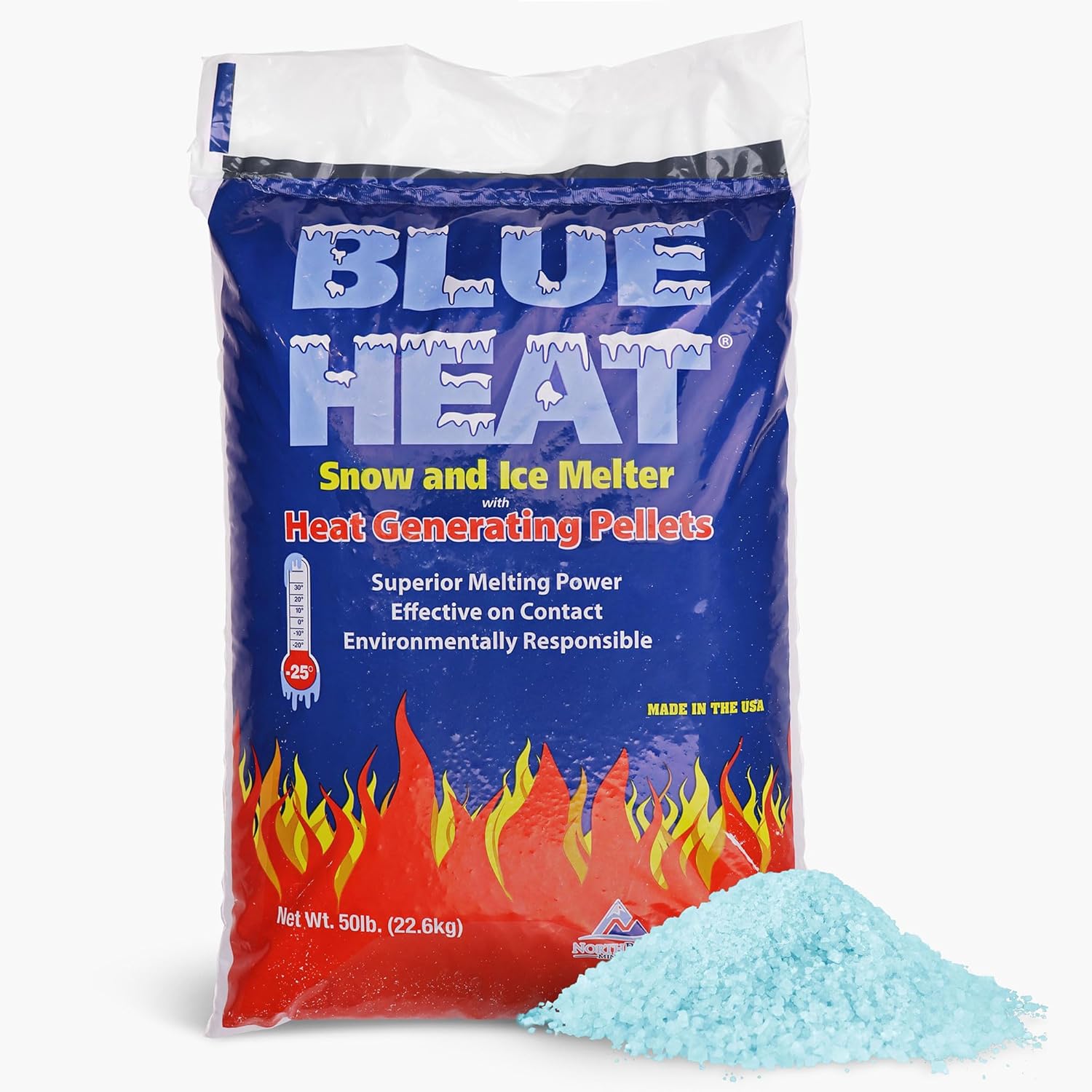 Blue Heat 20 Pack Ice Melt Pellets Deicer and Snow Removal for Driveway, 50 Pounds, Blue