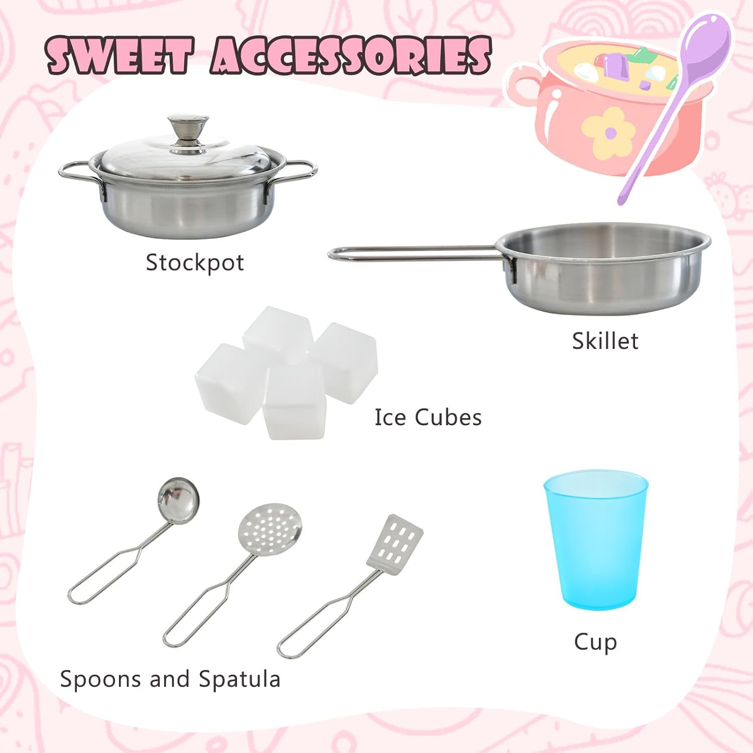 Costzon Kids Kitchen Playset, Wooden Pretend Cooking Toy Set w/Realistic Sound, Large Blackboard, Telephone, Microwave, Ice Maker, Dishwasher, Oven, Storage Space, Play Kitchen for Kids Ages 3+ (Pink)