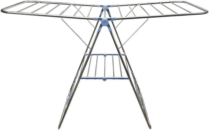 MH GLOBAL Coated Steel Collapsible Folding Clothes Drying Rack for Laundry Hanging