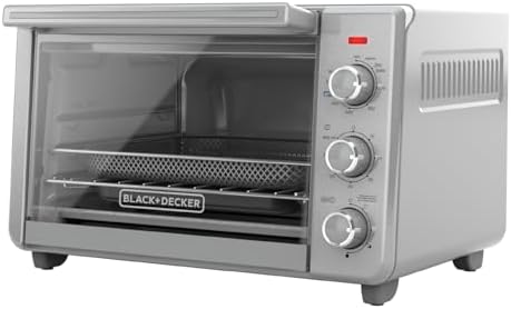 BLACK+DECKER Crisp 'N Bake Air Fryer Countertop Convection Toaster Oven, Large Capacity, 6-Slice, 5-in-1, Fits 12” Pizza, 60-Min Timer, Bake, Broil, Air Fry, Toast, Keep Warm, Stainless Steel
